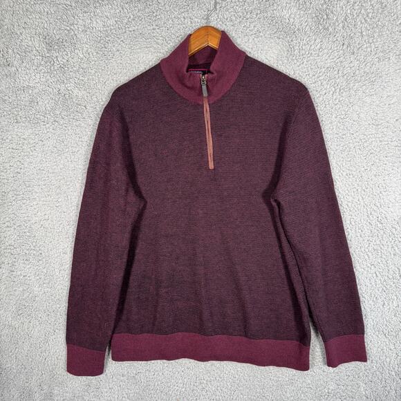 UNTUCKit Belguardo Birdseye Sweater Pullover 100% Merino Wool Burgundy Mens XL - Picture 1 of 8